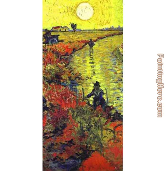 Vincent van Gogh The Red Vineyard at Arles detail